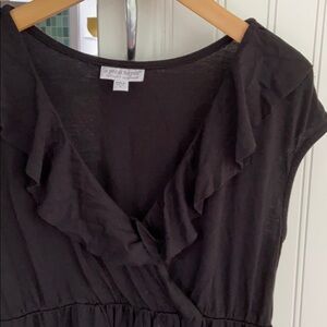 A Pea in the Pod Black V-neck Ruffle with Stretch Maternity Dress S